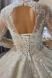 White Long Sleeves V Neck Elegant Wedding Dress OS4074 - Wedding & Bridal Party Dresses $1,599.99