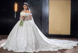 White One Shoulder Long Sleeves Full Beading Wedding Dress OS3935 - Wedding & Bridal Party Dresses $1,199.99
