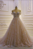 White One Shoulder Sleveless Lace Flower Wedding Dress Ball Gown OS793