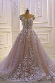 White V Neck Sleeveless Wedding Dress Ball Gown OS801